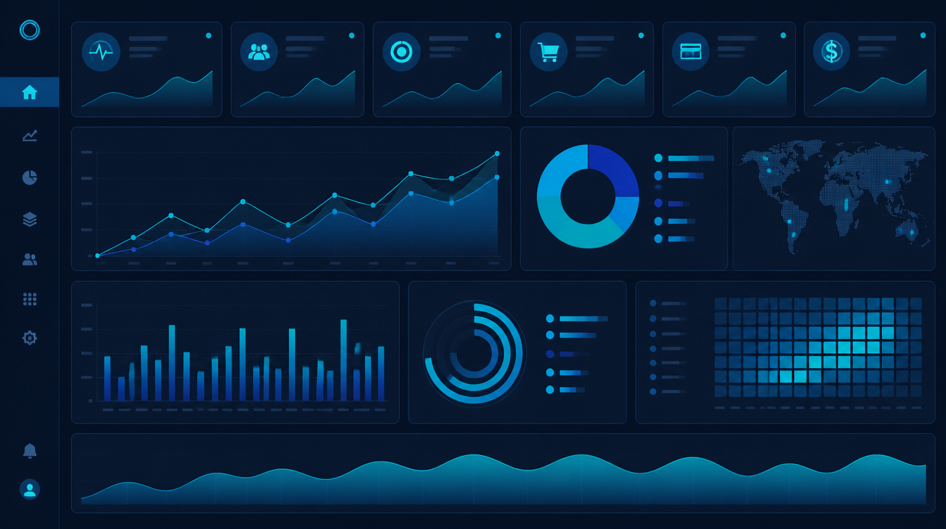 Analytics and insights dashboard with KPI metrics and charts
