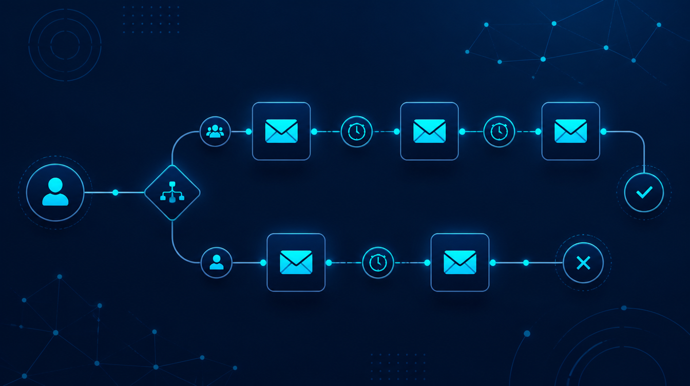 Marketing automation workflow with connected email sequences